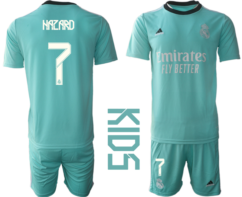 Youth 2021-2022 Club Real Madrid Second away blue #7 Soccer Jerseys